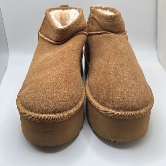 CUSHIONAIRE Women's Genuine Suede pull on platform boot +Memory Foam 8 CHESTNUT - Picture 2 of 7